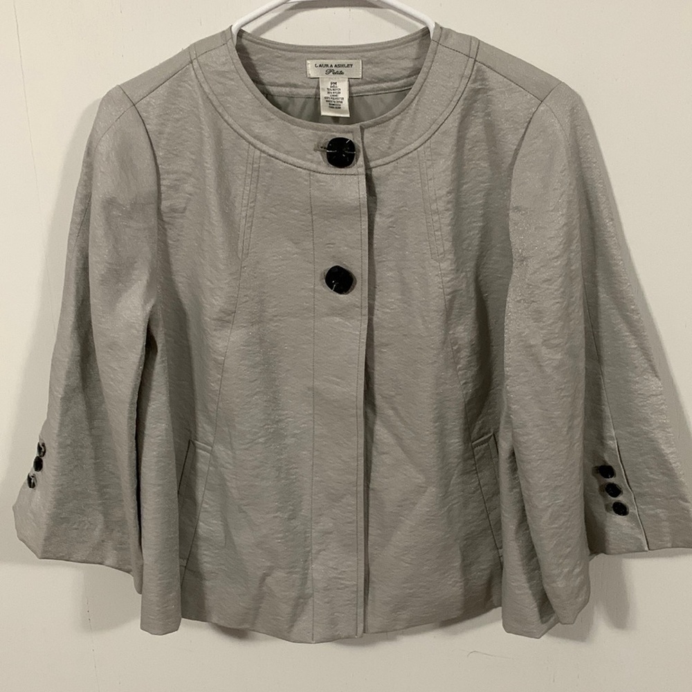 Laura Ashley Petite Vintage? Jacket oversized buttons and silver shimmer Sz PM
